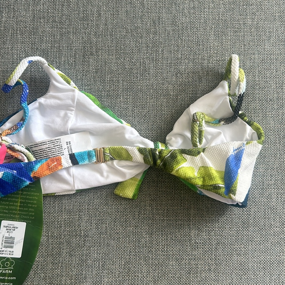 FARM Rio Green and Blue Checkered Bikini Top - Picture 8 of 8